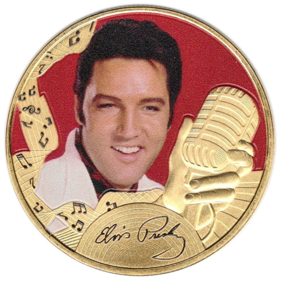 Gibraltar 1 Crown - Charles III Elvis Presley - 'Memories'; Gold plated reverse