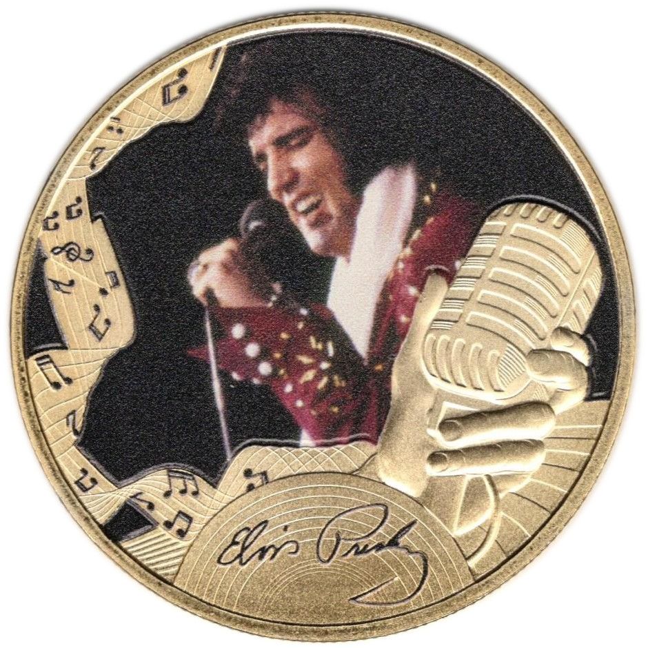Gibraltar 1 Crown - Charles III Elvis Presley - 'Burning Love'; Gold plated reverse