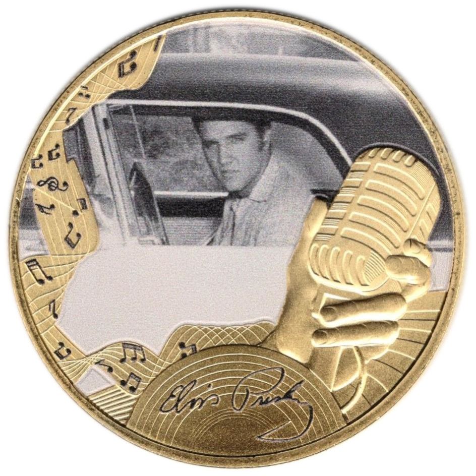 Gibraltar 1 Crown - Charles III Elvis Presley - 'Love Me Tender'; Gold plated reverse