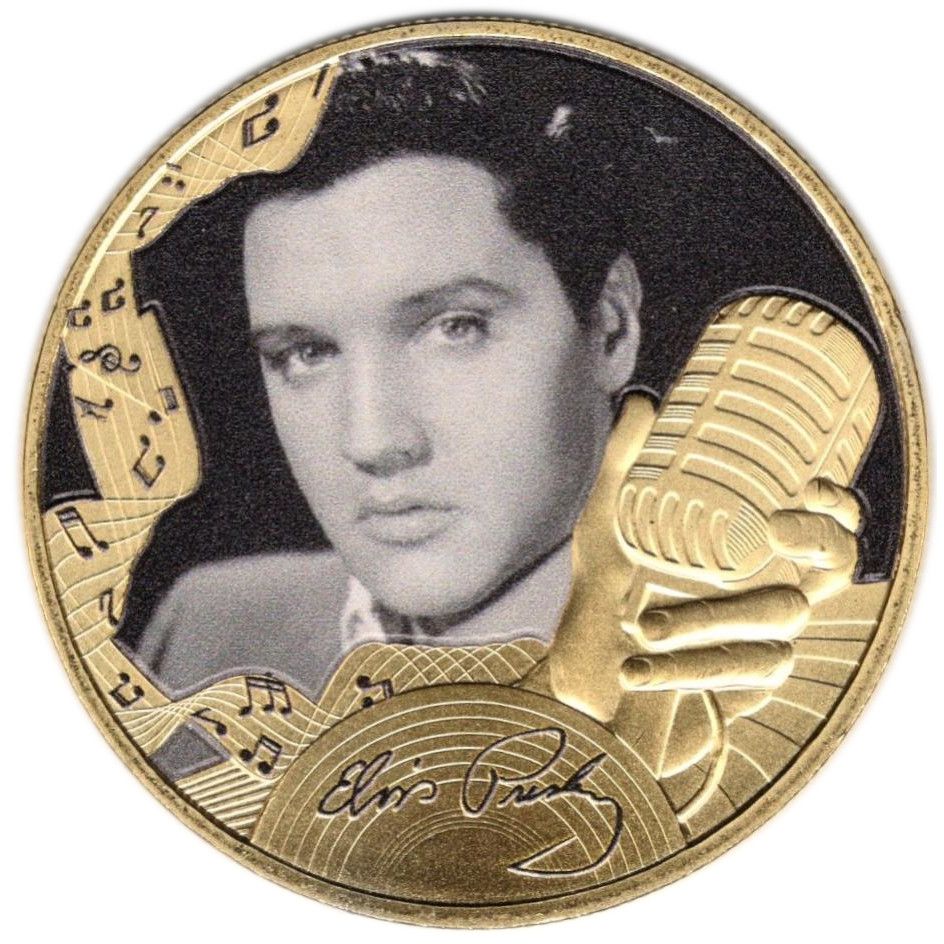 Gibraltar 1 Crown - Charles III Elvis Presley - 'Return to Sender'; Gold plated reverse
