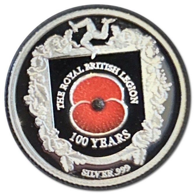 Isle of Man 1 Sovereign - Elizabeth II 100 years of Royal British Legion; Silver Proof