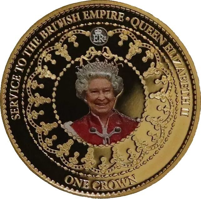 Tristan da Cunha 1 Crown - Elizabeth II Service to the British Empire - Joel Iskowitz obverse reverse
