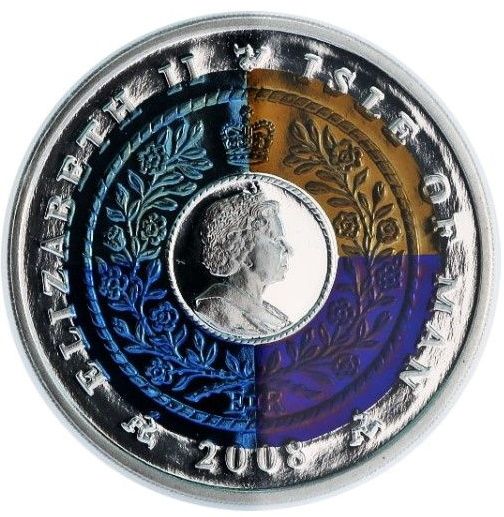 Isle of Man 1 Crown - Elizabeth II 4th portrait; Four Elements obverse