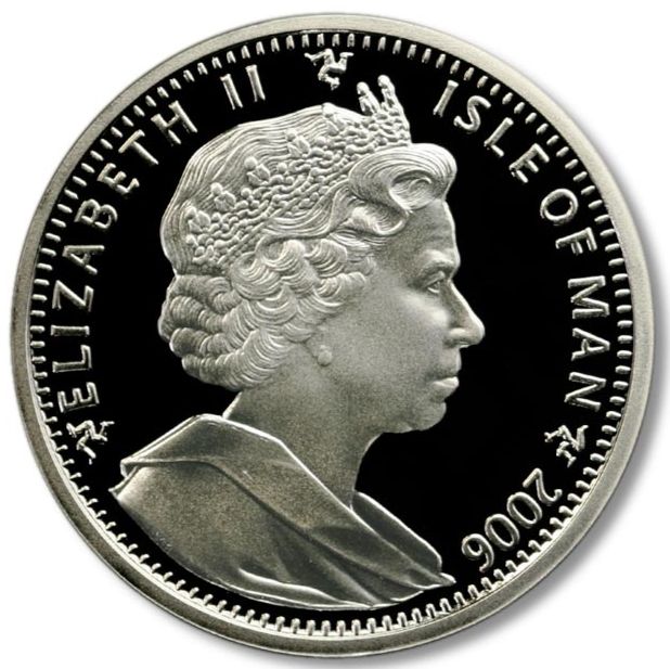 Isle of Man 1 Crown - Elizabeth II 70 Years Supermarine Spitfire; Silver Proof obverse