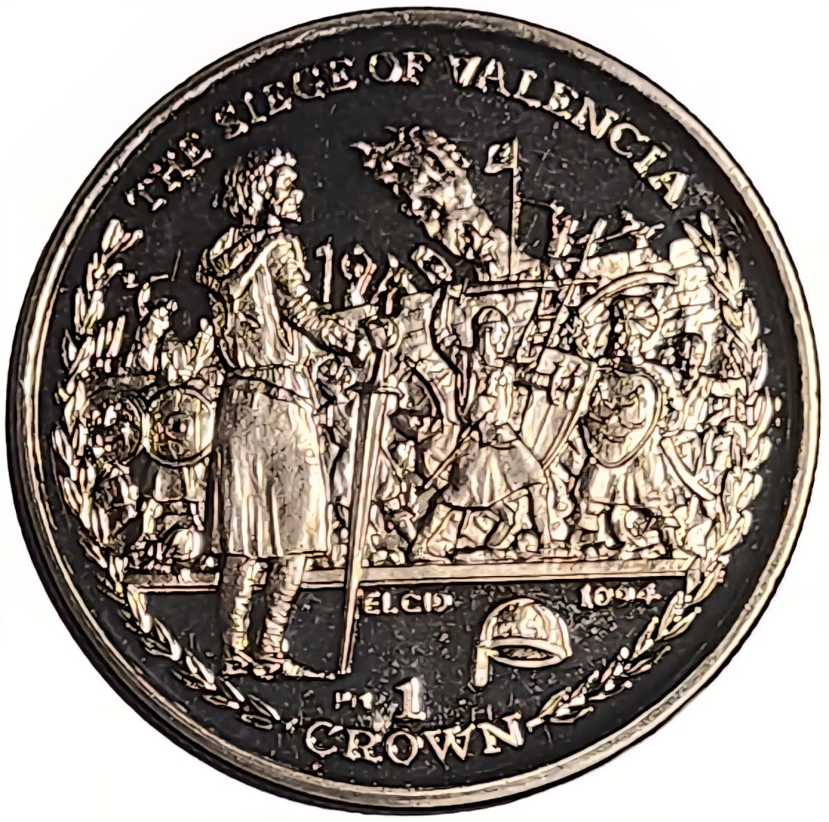 Isle of Man 1 Crown - Elizabeth II Siege of Valencia reverse