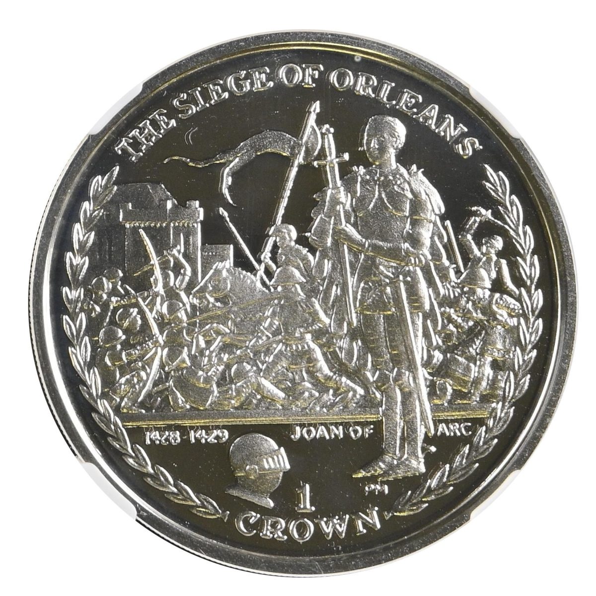 Isle of Man 1 Crown - Elizabeth II Siege of Orleans; Silver Proof reverse