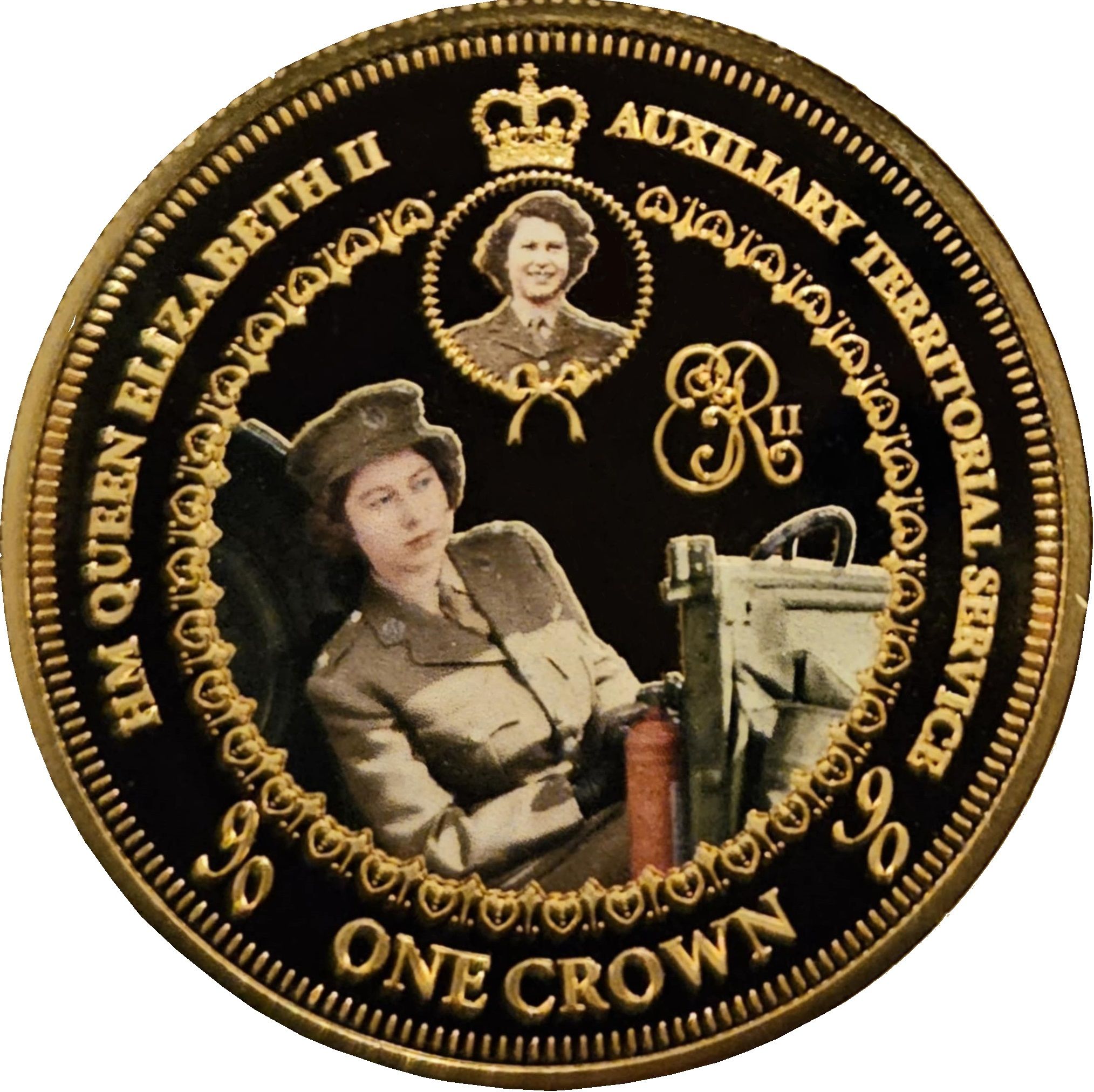 Tristan da Cunha 1 Crown - Elizabeth II 90th Birthday, Auxiliary Territorial Service - Gold Plated