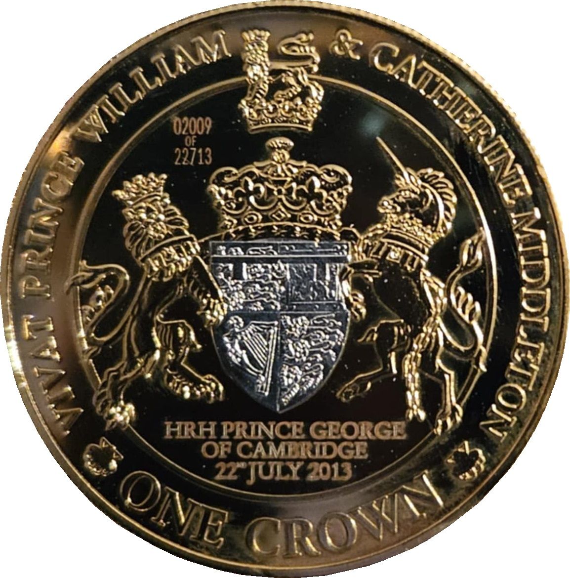 Tristan da Cunha 1 Crown - Elizabeth II Birth of Prince George - Rhodium-Platinum accented