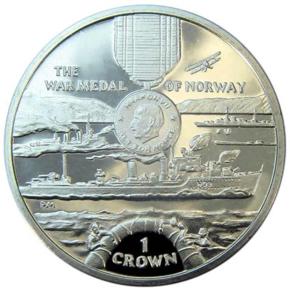 Isle of Man 1 Crown - Elizabeth II The War Medal of Norway reverse