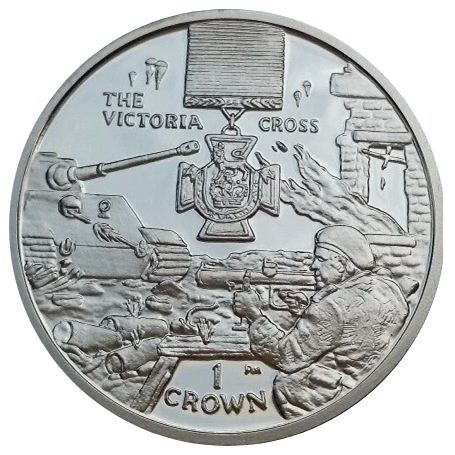 Isle of Man 1 Crown - Elizabeth II Victoria Cross; Silver Proof reverse