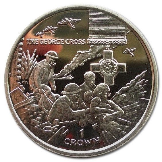 Isle of Man 1 Crown - Elizabeth II The George Cross; Silver Proof reverse