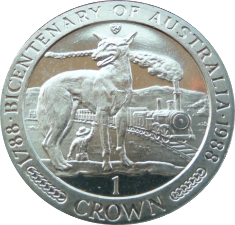 Isle of Man 1 Crown - Elizabeth II Bicentenary of Australia - Dingo