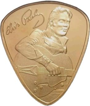 Gibraltar 1 Crown - Charles III Elvis Presley with guitar - Plectrum reverse