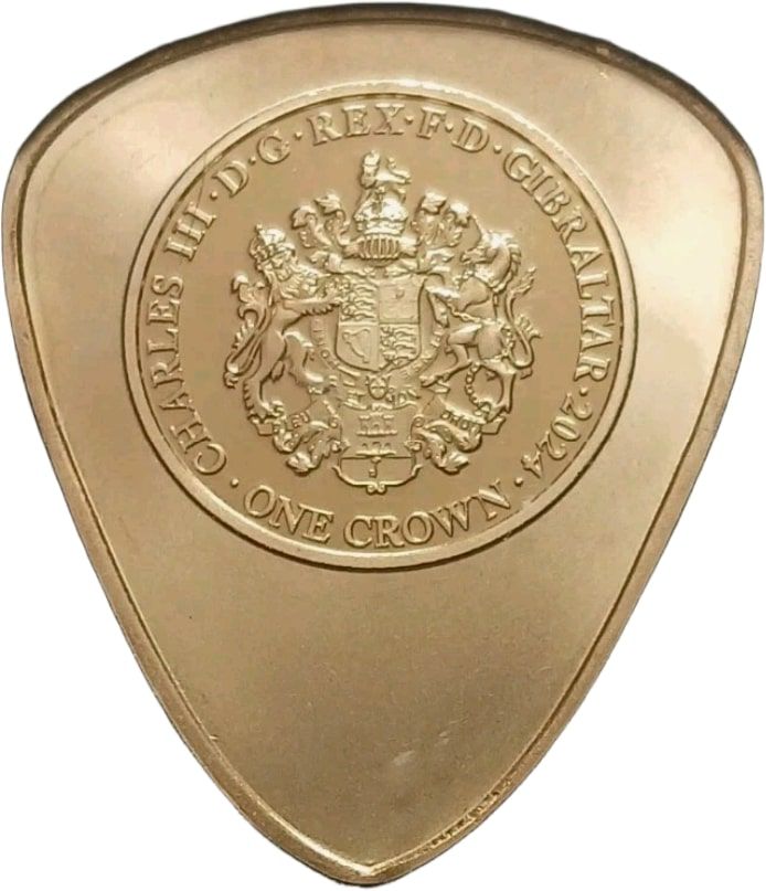Gibraltar 1 Crown - Charles III Elvis Presley standing with microphone - Plectrum obverse