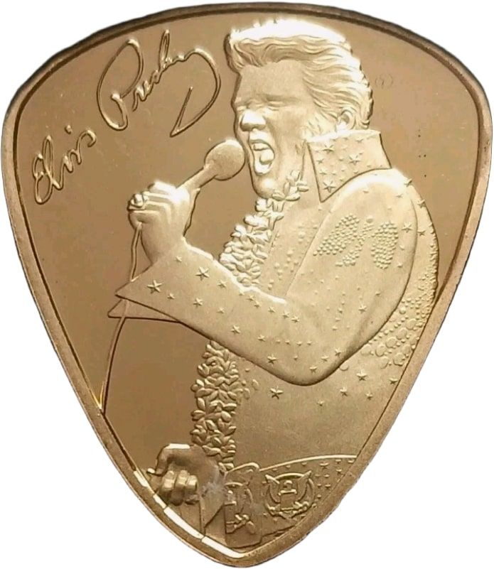 Gibraltar 1 Crown - Charles III Elvis Presley standing with microphone - Plectrum