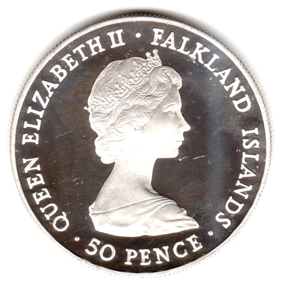 Falkland Islands 50 Pence - Elizabeth II Queen Mother; Silver Proof Issue obverse