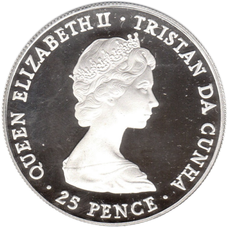 Tristan da Cunha 25 Pence - Elizabeth II Queen Mother Birthday - Silver Proof Issue obverse