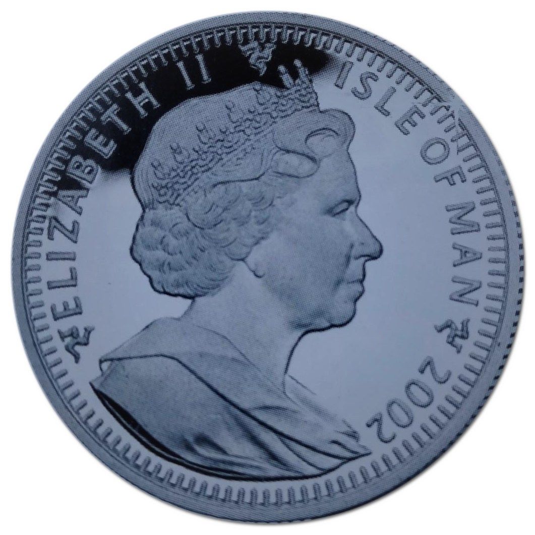 Isle of Man 1 Crown - Elizabeth II World Cup Japan-Korea - kicking right; Silver Proof obverse