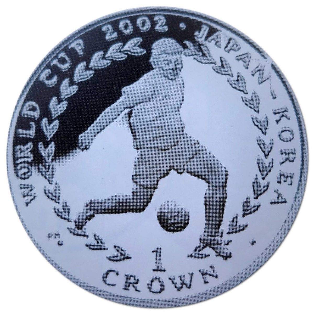 Isle of Man 1 Crown - Elizabeth II World Cup Japan-Korea - kicking right; Silver Proof reverse