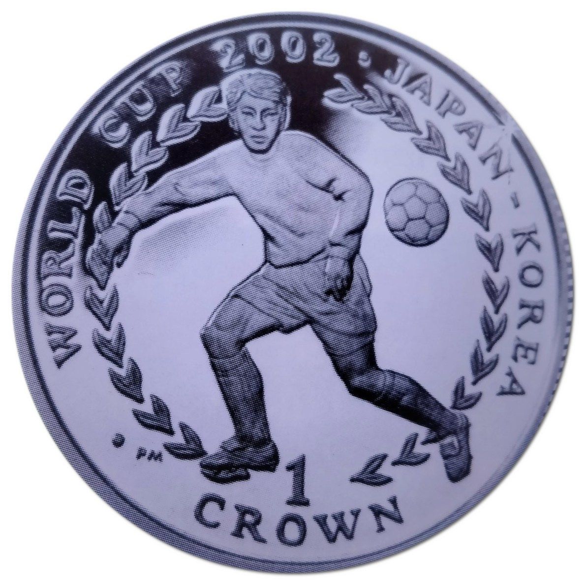 Isle of Man 1 Crown - Elizabeth II World Cup Japan-Korea; running left; Silver Proof reverse