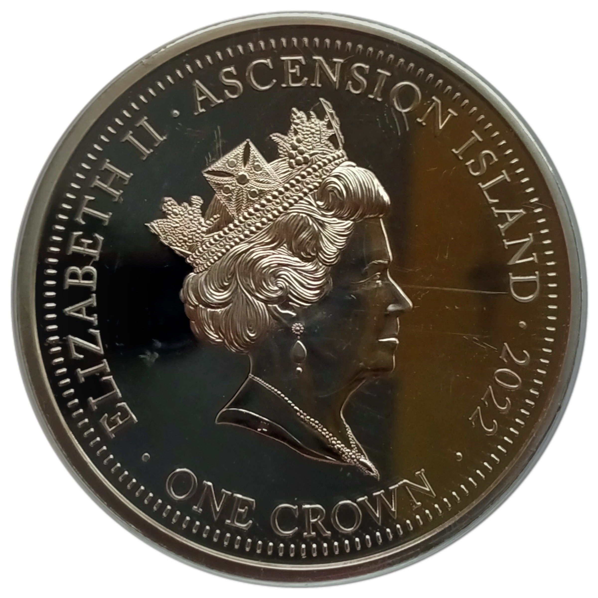 Ascension Island 1 Crown - Elizabeth II Platinum Jubilee - Coronation obverse