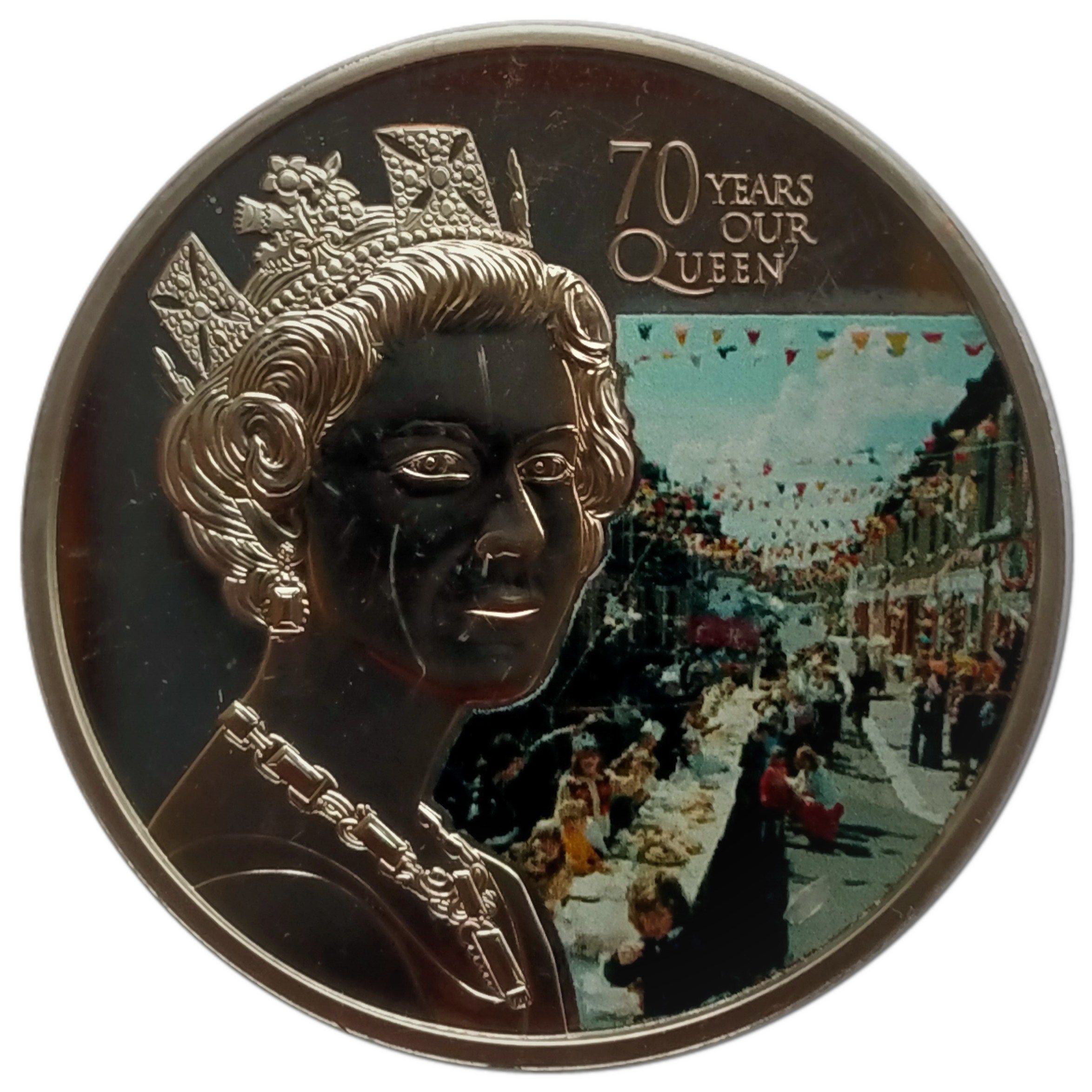 Ascension Island 1 Crown - Elizabeth II Platinum Jubilee - Street party