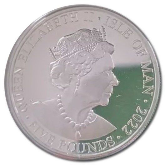 Isle of Man 5 Pounds - Elizabeth II Tourist Trophy; Silver Proof obverse