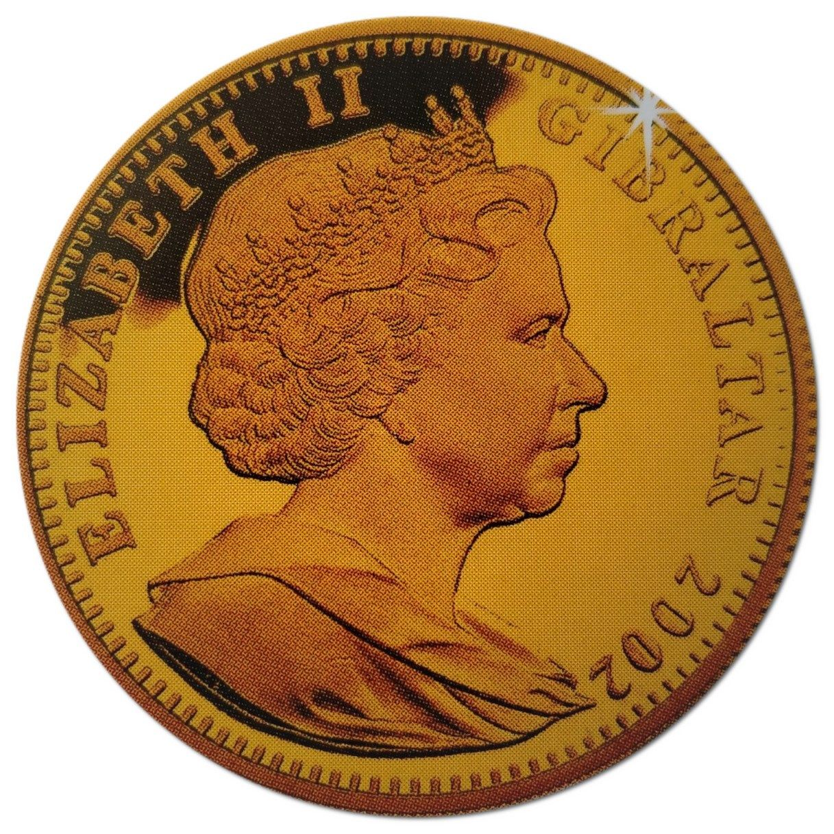 Gibraltar ⅕ Crown - Elizabeth II 2002 FIFA World Cup - Tackle obverse