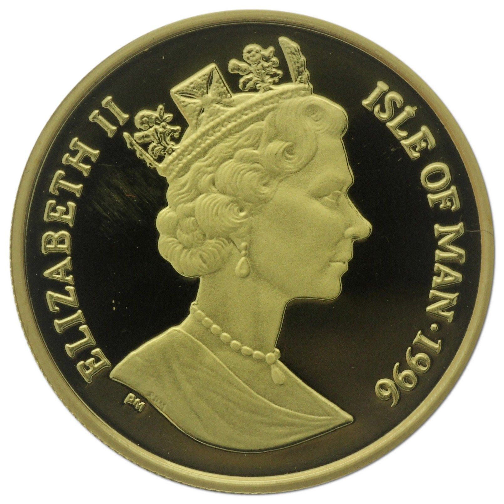 Isle of Man ⅕ Crown - Elizabeth II Merlin obverse