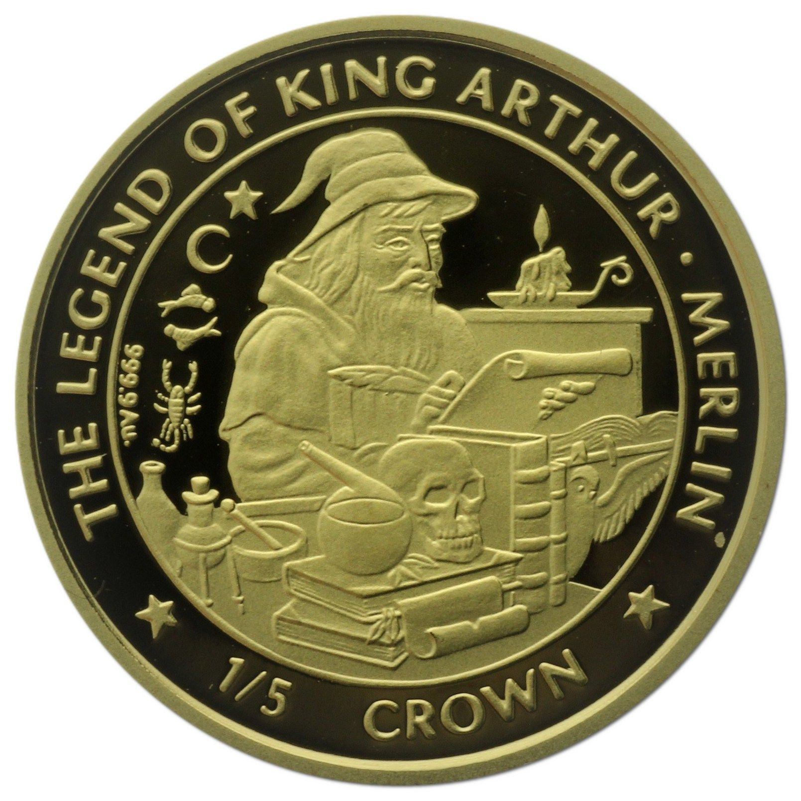 Isle of Man ⅕ Crown - Elizabeth II Merlin reverse