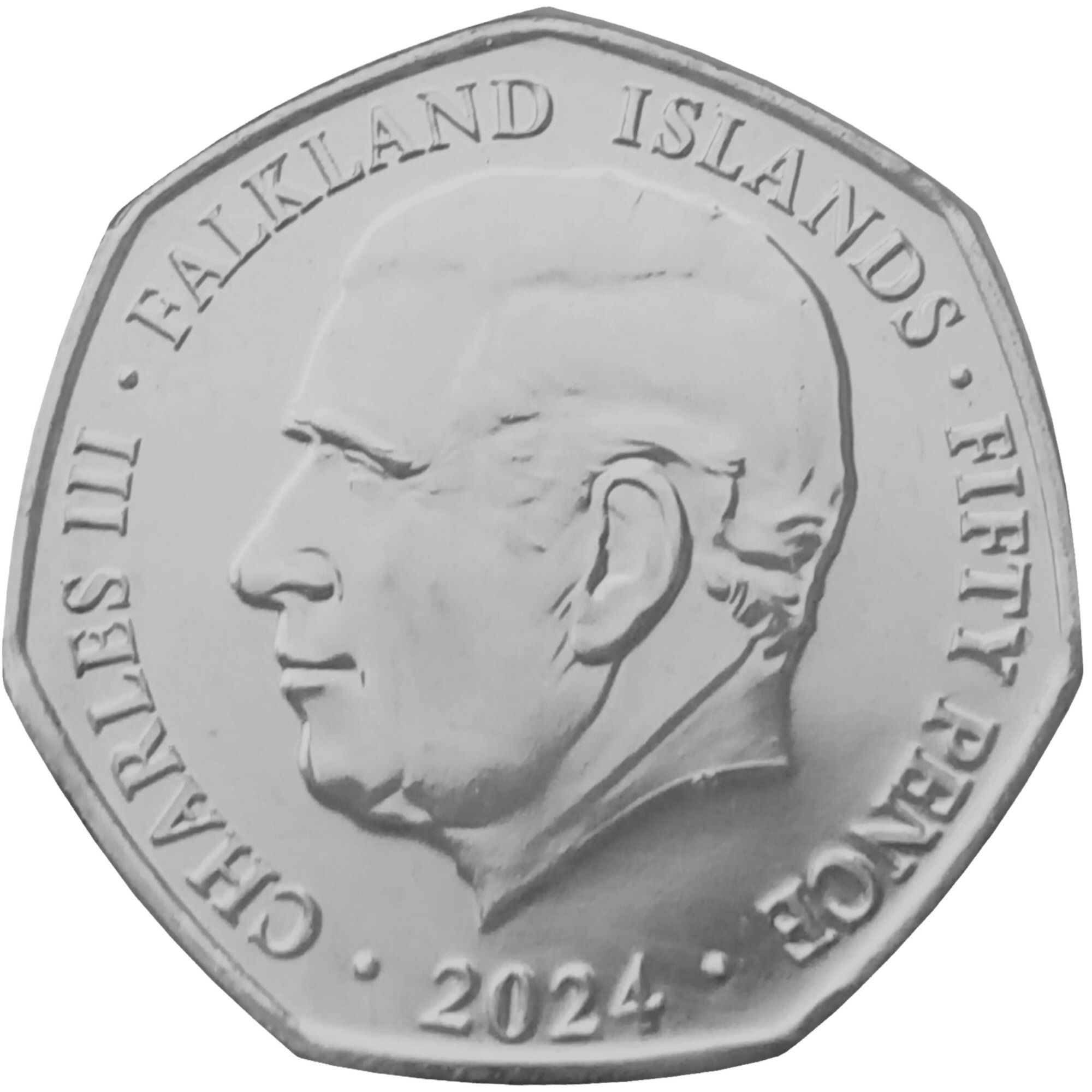 Falkland Islands 50 Pence - Charles III Christmas - King Penguin obverse