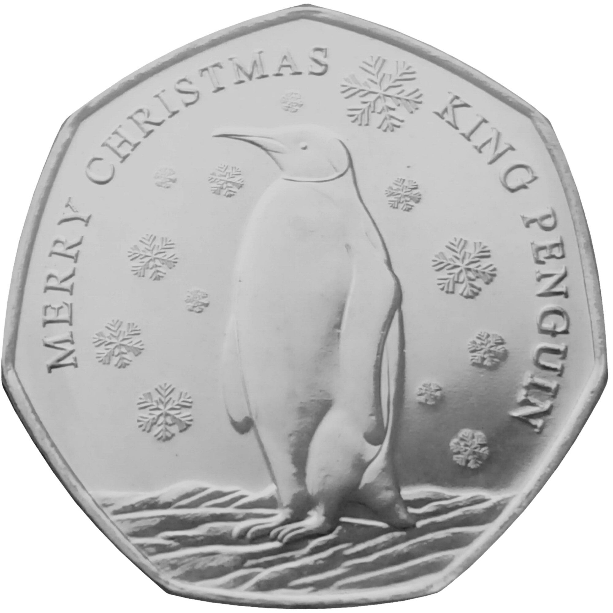 Falkland Islands 50 Pence - Charles III Christmas - King Penguin reverse