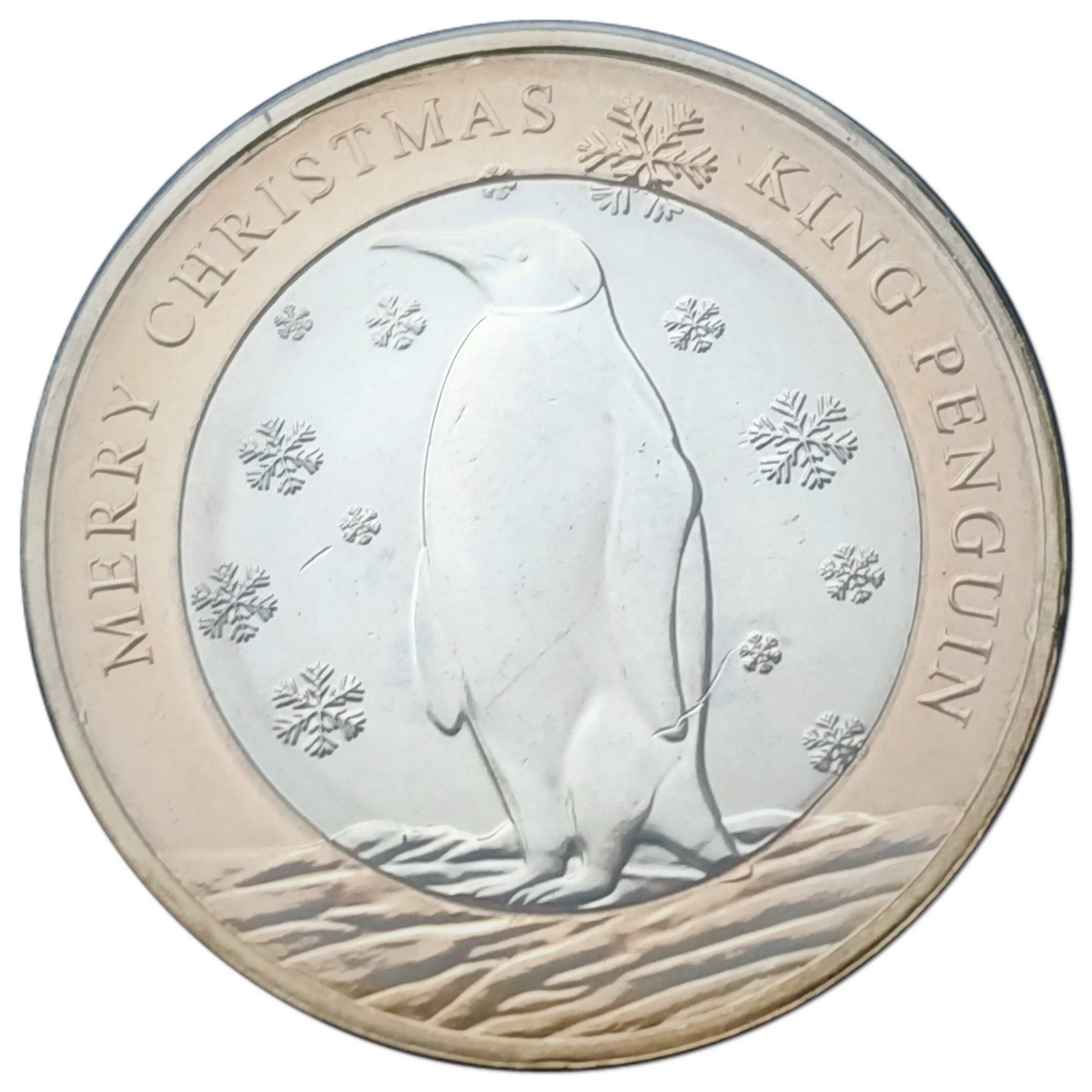 Falkland Islands 2 Pounds - Charles III Christmas - King Penguin reverse