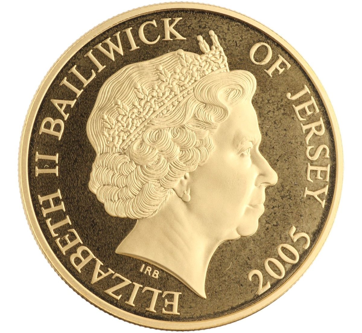 Jersey 5 Pounds - Elizabeth II End of WWII - Returning Evacuees; Gold Proof obverse