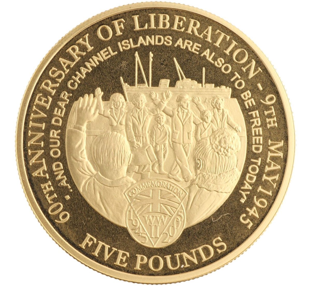 Jersey 5 Pounds - Elizabeth II End of WWII - Returning Evacuees; Gold Proof