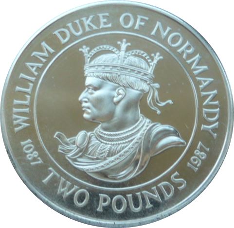 Guernsey 2 Pounds - Elizabeth II King William I - silver