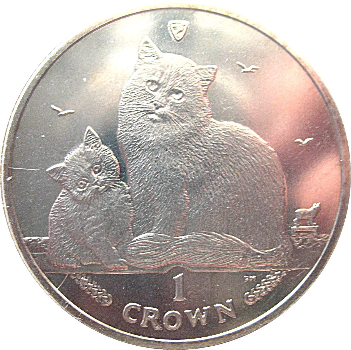 Isle of Man 1 Crown - Elizabeth II Siberian Cat reverse