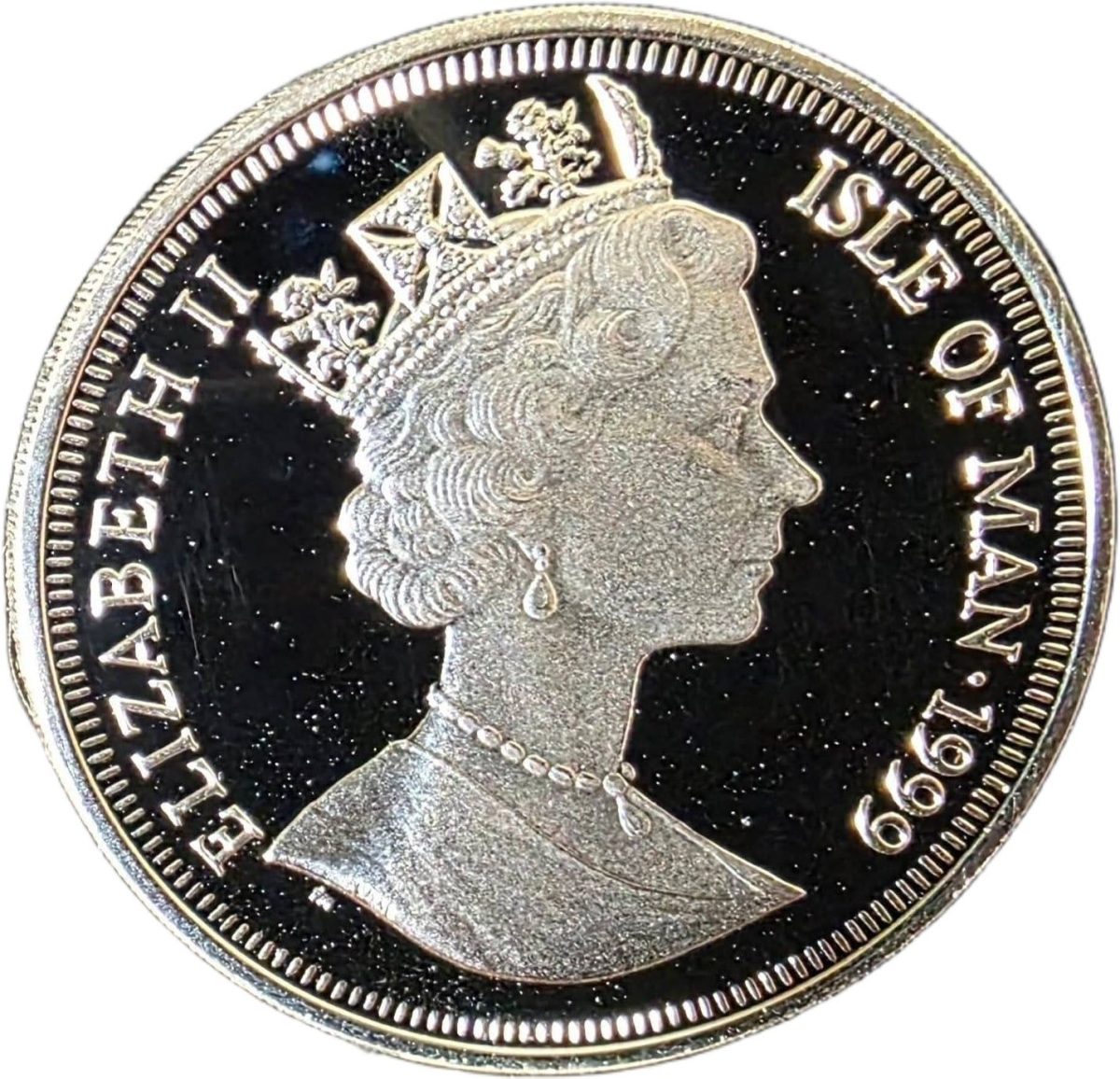 Isle of Man 1 Crown - Elizabeth II Olympics - Sailers; Silver Proof obverse