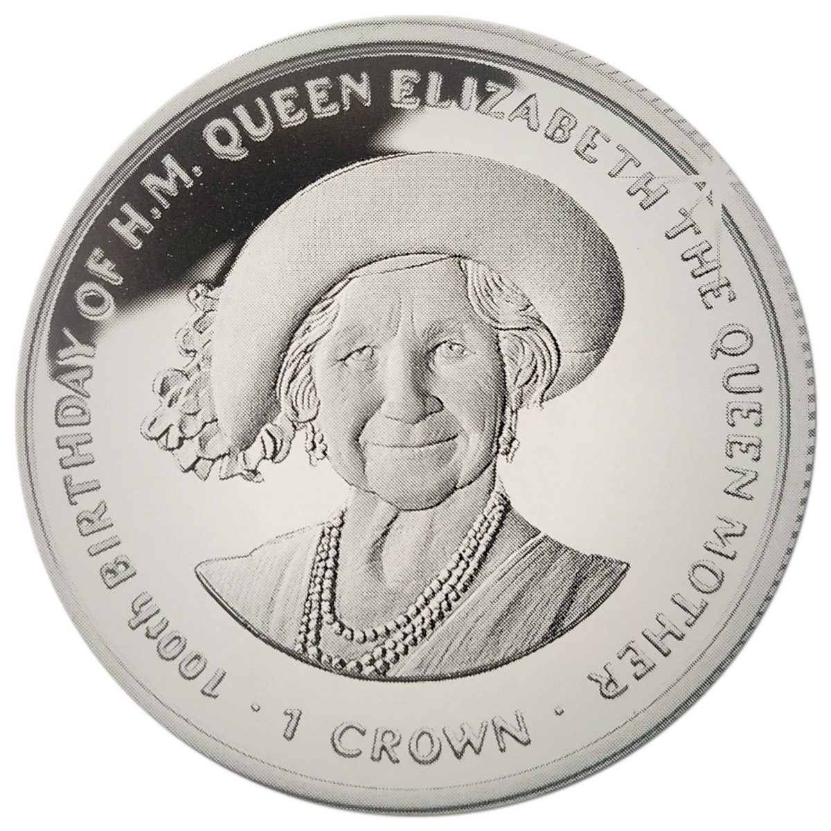 Isle of Man 1 Crown - Elizabeth II The Queen Mother's 100th Birthday; Silver Proof reverse