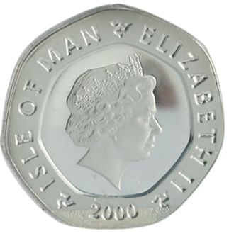 Isle of Man 20 Pence - Elizabeth II Rushen Abbey; Silver Proof obverse