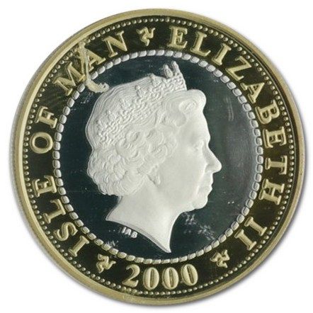 Isle of Man 2 Pounds - Elizabeth II Thorwald's Cross; Silver Proof obverse
