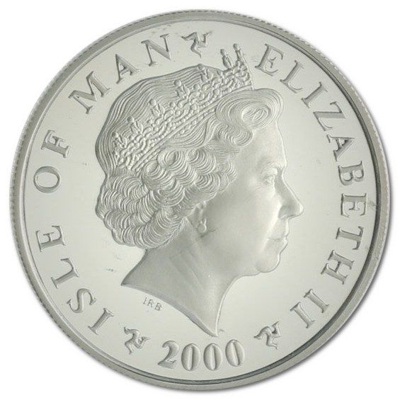 Isle of Man 5 Pounds - Elizabeth II St Patrick's Hymn; Silver Proof obverse