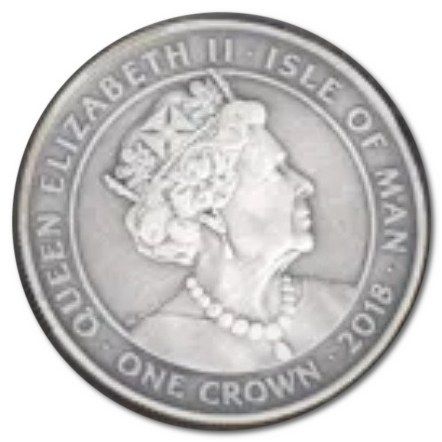 Isle of Man 1 Crown - Elizabeth II Raid on Lindisfarne obverse