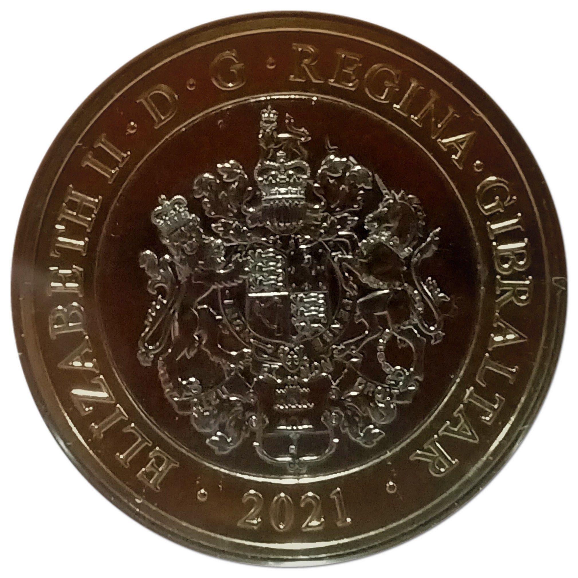 Gibraltar 2 Pounds - Elizabeth II Rumble on the Rock; Coloured obverse