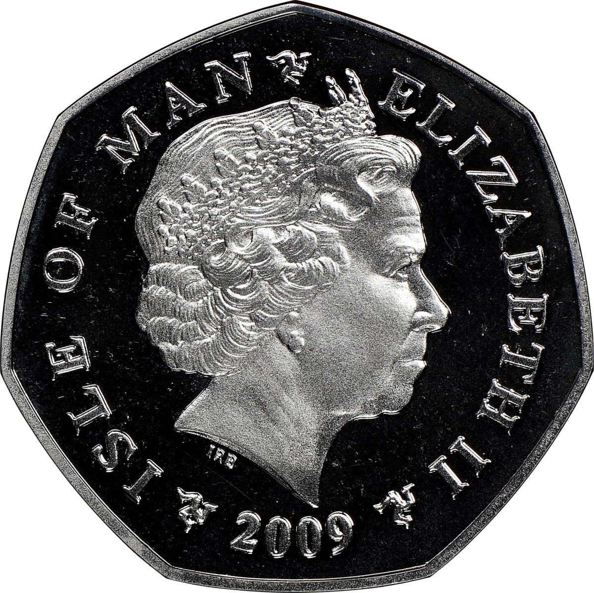 Isle of Man 50 Pence - Elizabeth II Christmas 2009; Silver Proof obverse