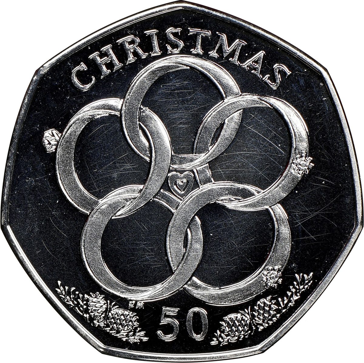 Isle of Man 50 Pence - Elizabeth II Christmas 2009; Silver Proof