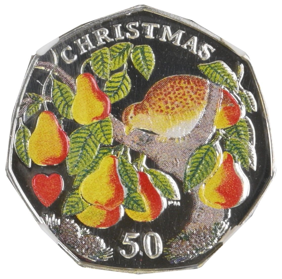 Isle of Man 50 Pence - Elizabeth II Christmas 2005; Silver Proof Colourised