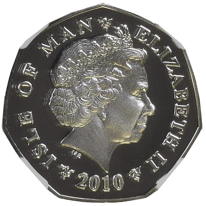 Isle of Man 50 Pence - Elizabeth II Christmas 2010; Silver Proof obverse
