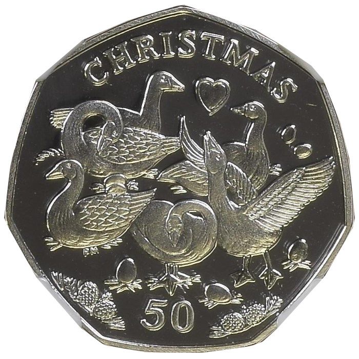 Isle of Man 50 Pence - Elizabeth II Christmas 2010; Silver Proof