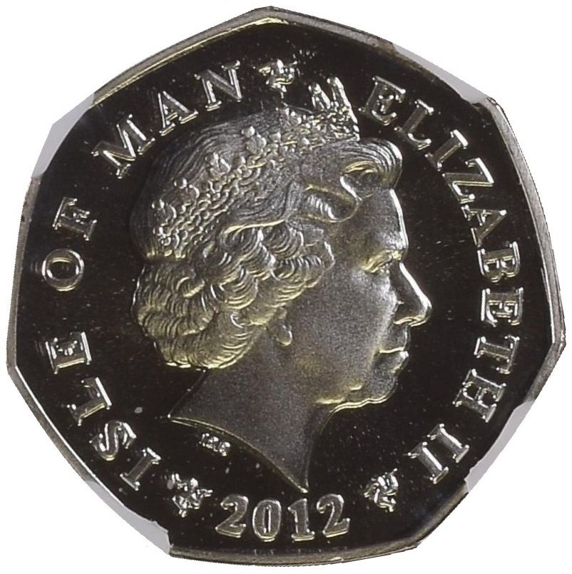 Isle of Man 50 Pence - Elizabeth II Christmas 2012; Silver Proof Colourised obverse